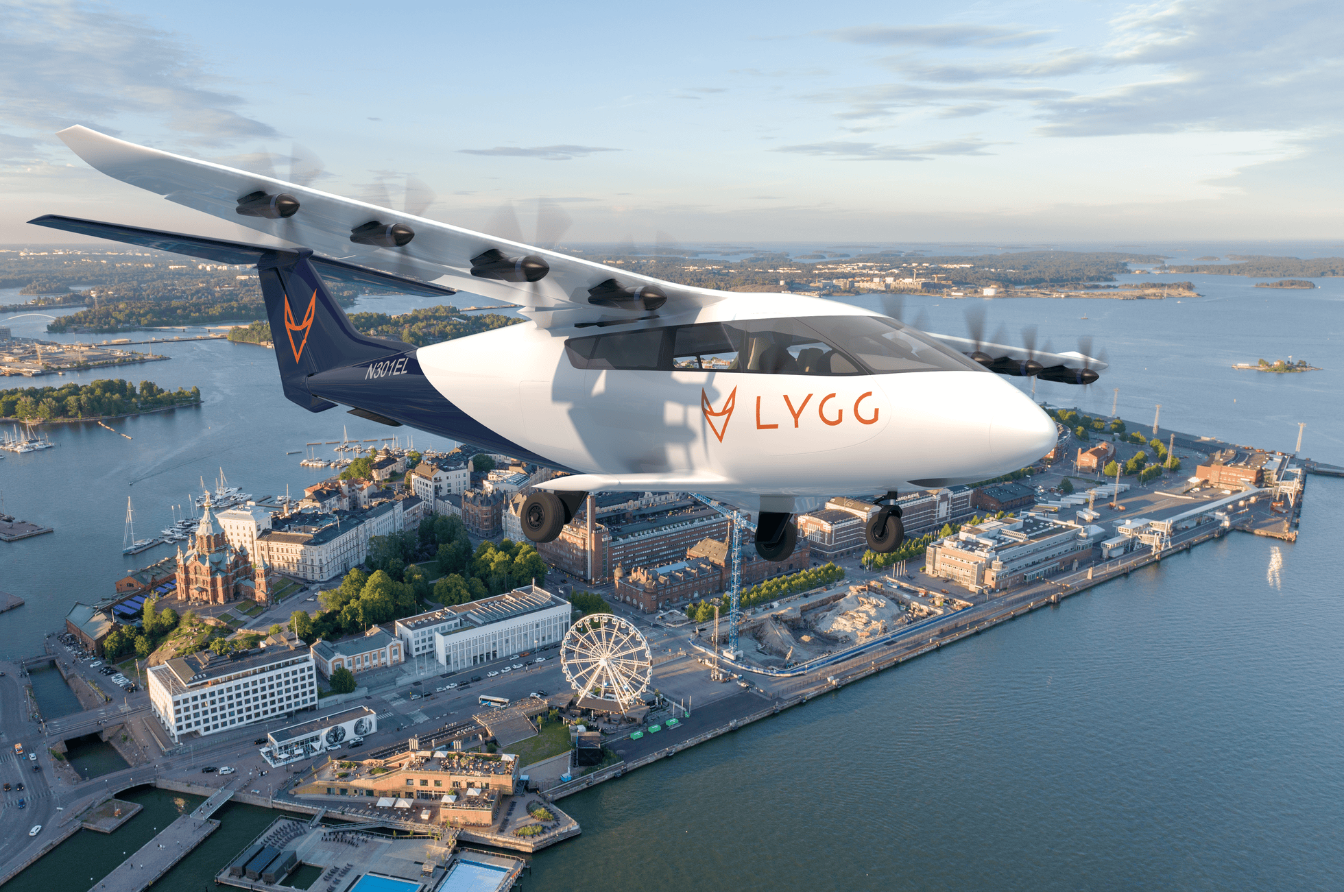 LYGG's Electra aircraft over Helsinki