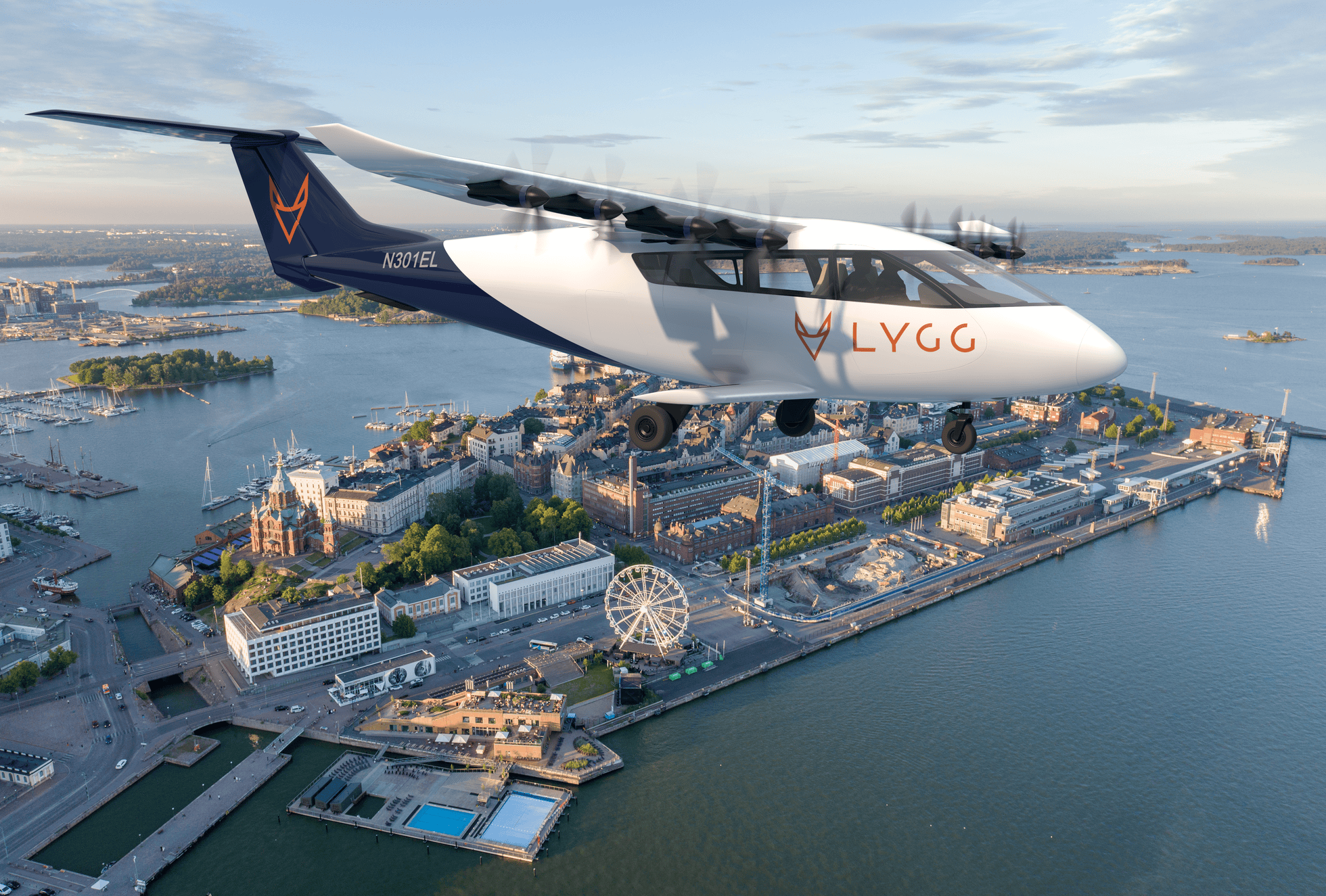 LYGG Electra above Helsinki Katajanokka