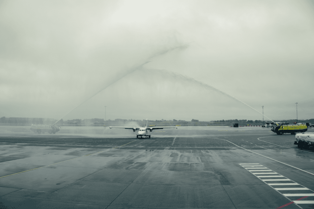 Water Salute at Stavanger airport small2
